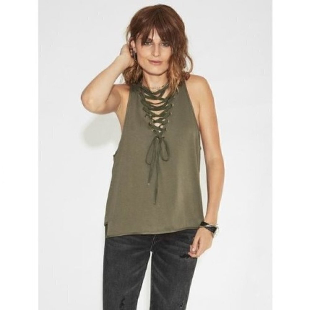 NWT One Teaspoon Radar Lace Up Tank Militaire X Small